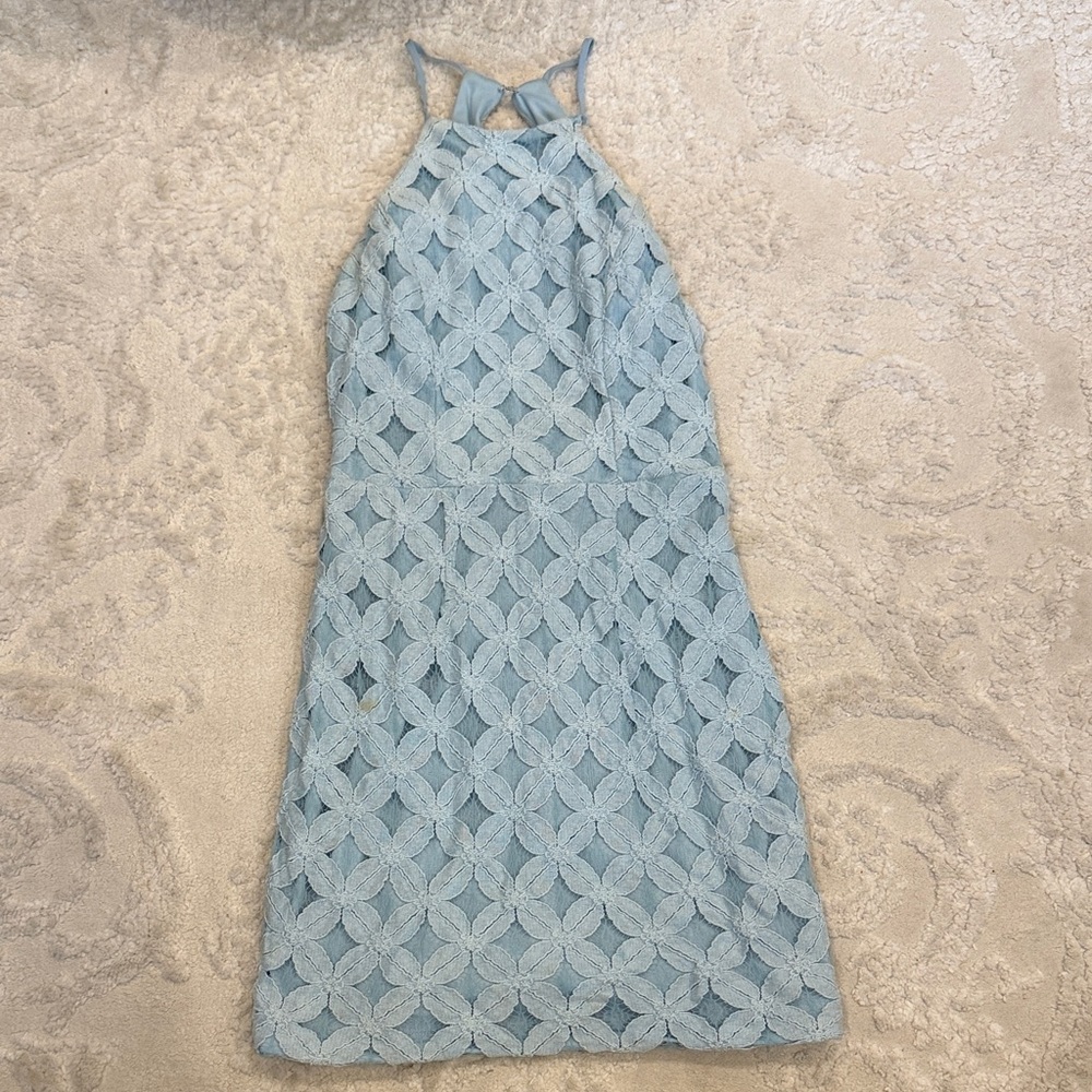 Charlotte Russe Powder Blue Lace Halter Dress
